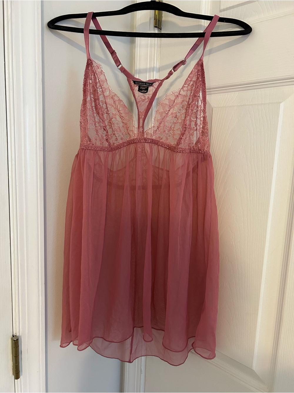 Babydoll shimmer pink lace ruffle Victorias Secret slip dress y2k